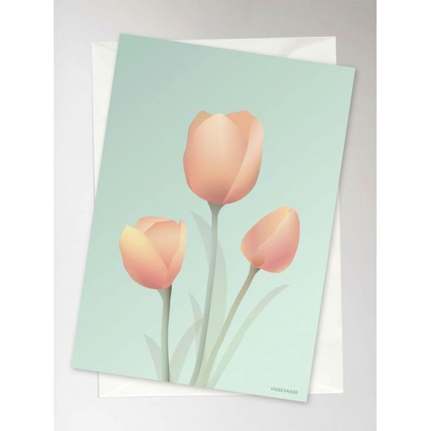 ViSSEVASSE - TULIPANER mint - Anledningskort, A5