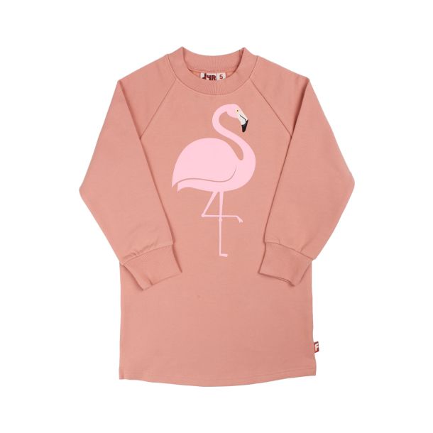 Danef DYR - Dyrfurry Sweat Dress - flot rosa kjole med flamingo,