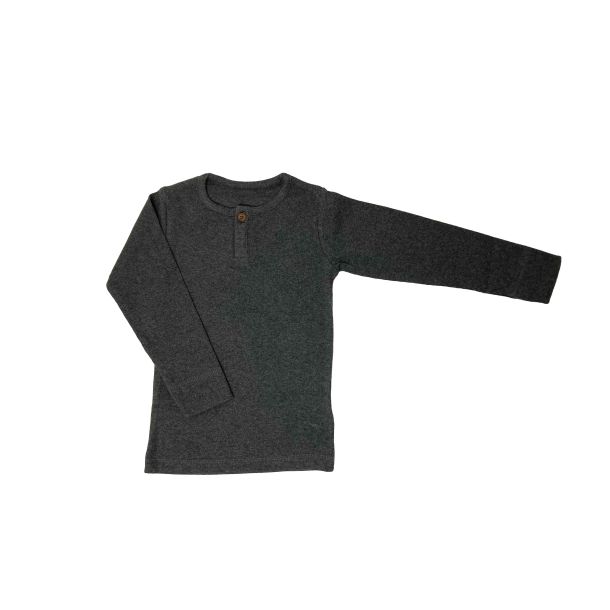 Okker Gokker - flot rib bluse med stolpelukning, dark grey