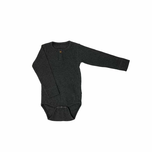 Okker Gokker - flot rib body med stolpelukning, dark grey