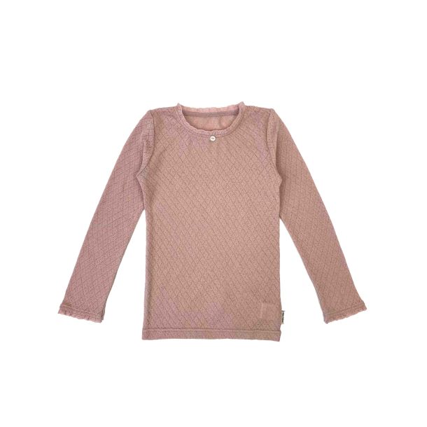 Okker Gokker - flot uld bluse med pointelle, rose