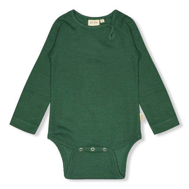 Petit Piao - ensfarvet langrmet body, emerald green