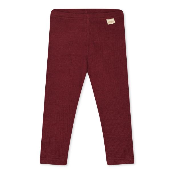 Petit Piao - ensfarvet rib leggings, dark cherry