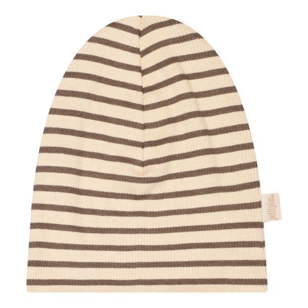 Petit Piao - Beanie hue med striber, chocolate brown