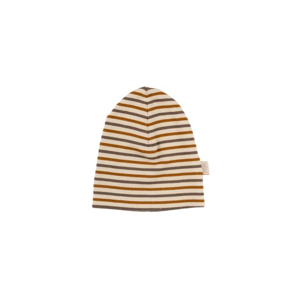 Petit Piao - stribet beanie hue, choclate brown