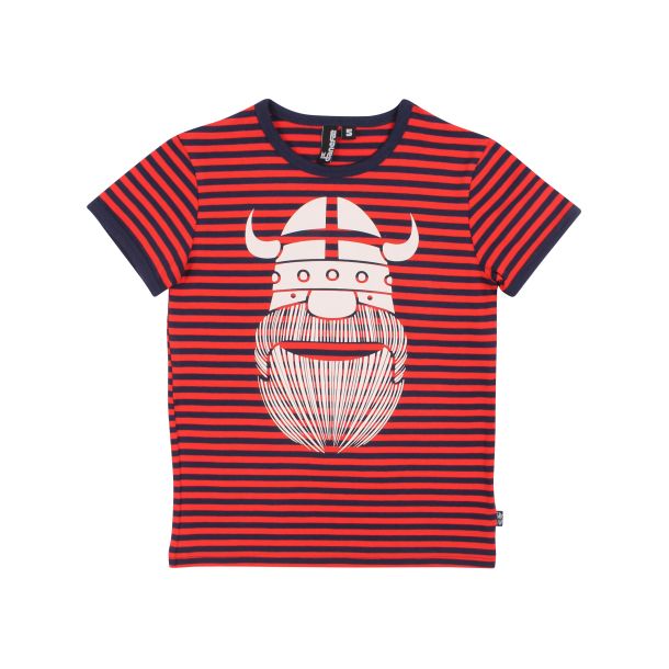 Danef - Flot T-shirt med striber i rd med viking Erik 