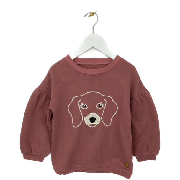 Okker Gokker - bld sweatshirt med en hund, dusty rose