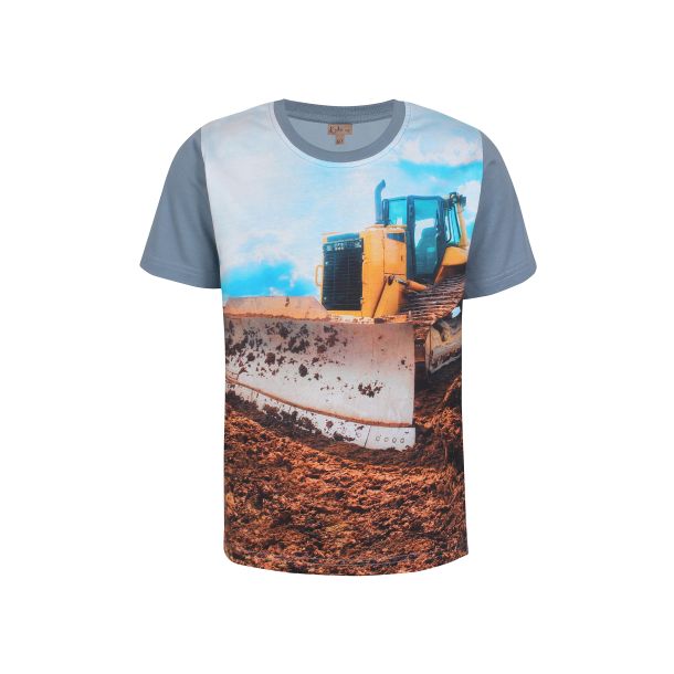 Kids Up - Sch&ouml;nes T-Shirt mit Maschinen - Blau/Grau