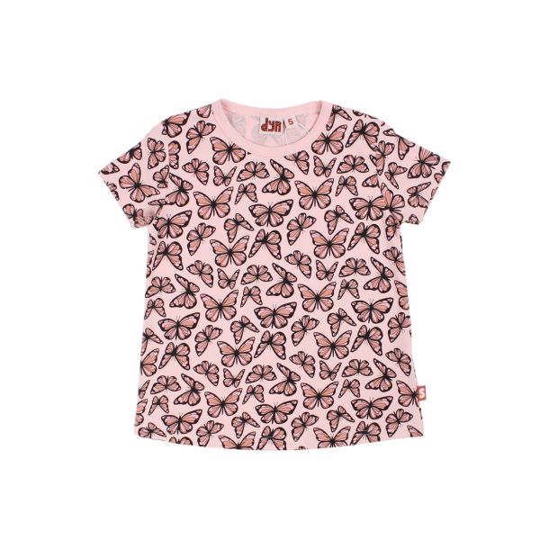 Danef DYR - Fin peach Wildlife T-shirt med sommerfugle