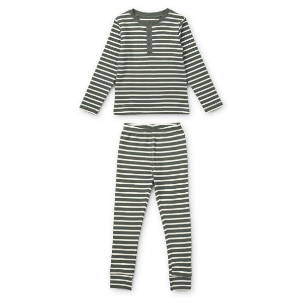 Liewood - Schnes Pyjama-Set mit Streifen in grn/ sand